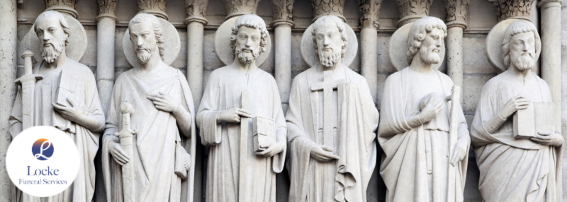 A row of statutes of saints