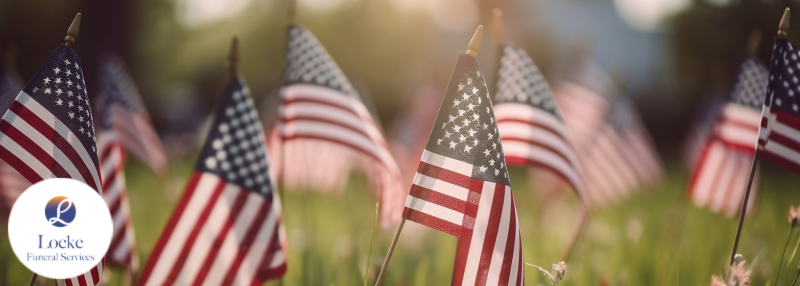 American flags in the grass for Veterans Day